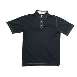 Footjoy FJ Golf Polo Mens Large Athletic Fit Black White Performance Stretch